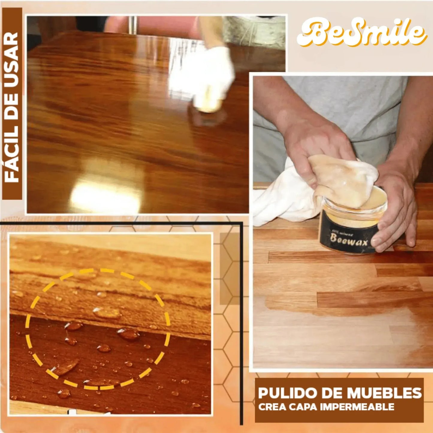 Cera Restauradora BeeWax™ 85g – Protección y Brillo para Madera
