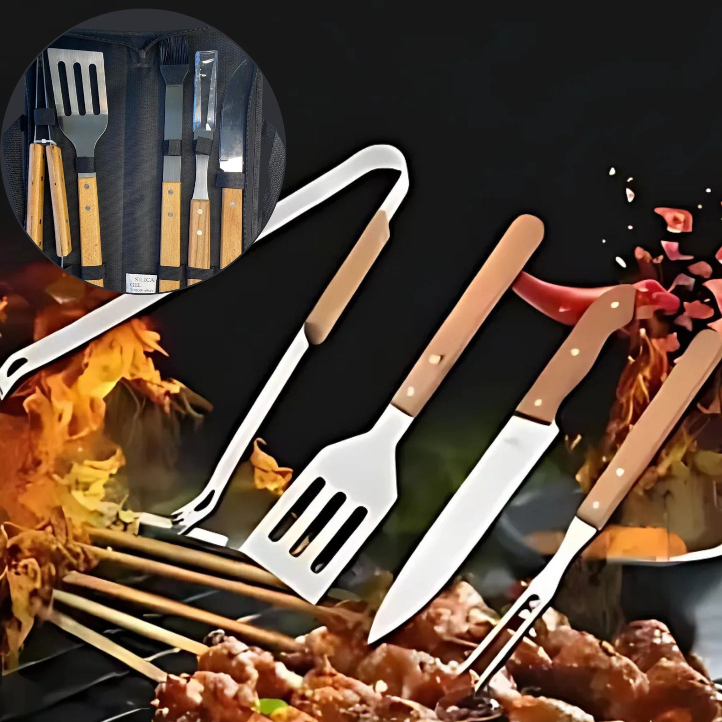 Asador PRO™ – Set Parrillero 5 en 1 con Estuche de Lujo