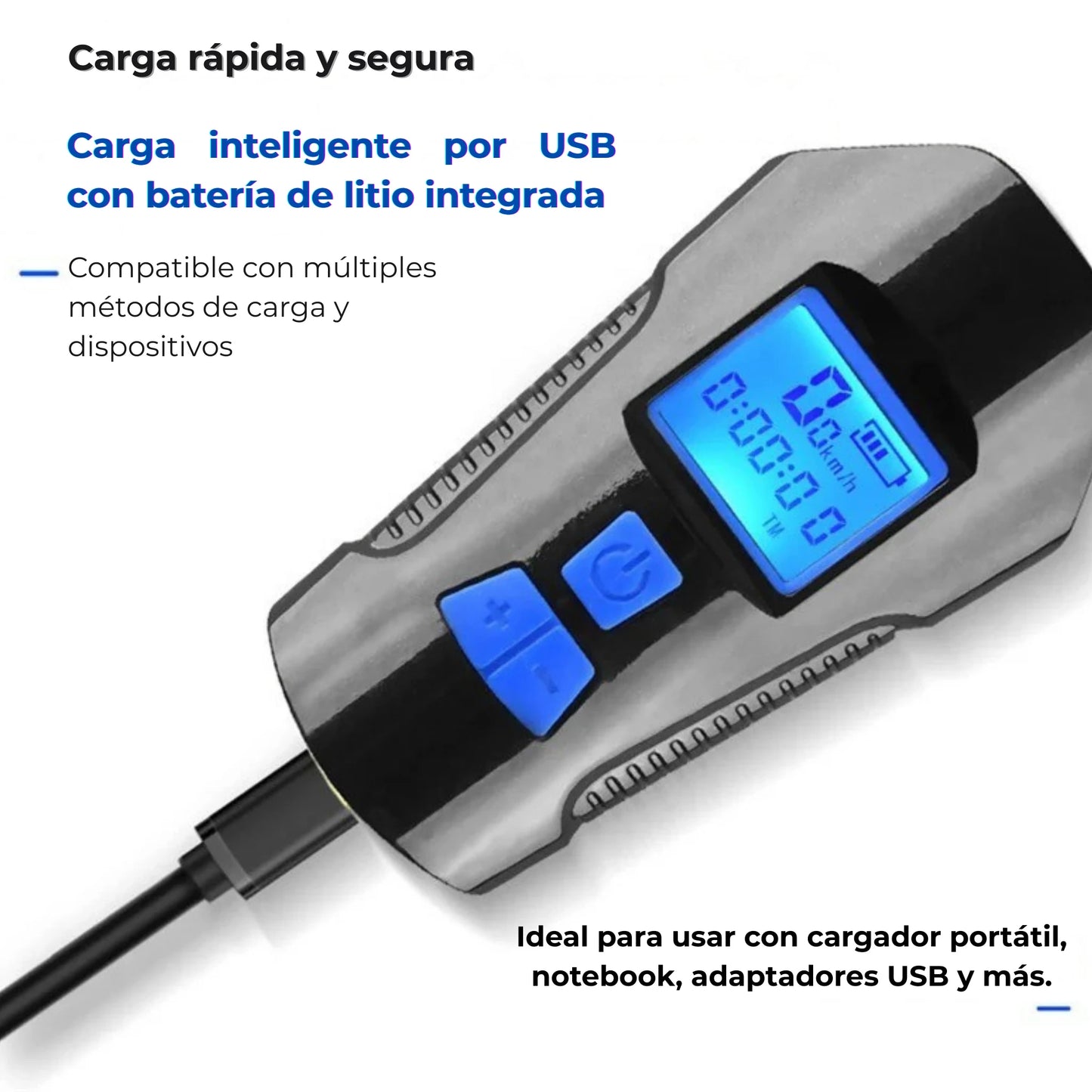BikeBeam™ Pro – Linterna con Bocina y Velocímetro Integrado