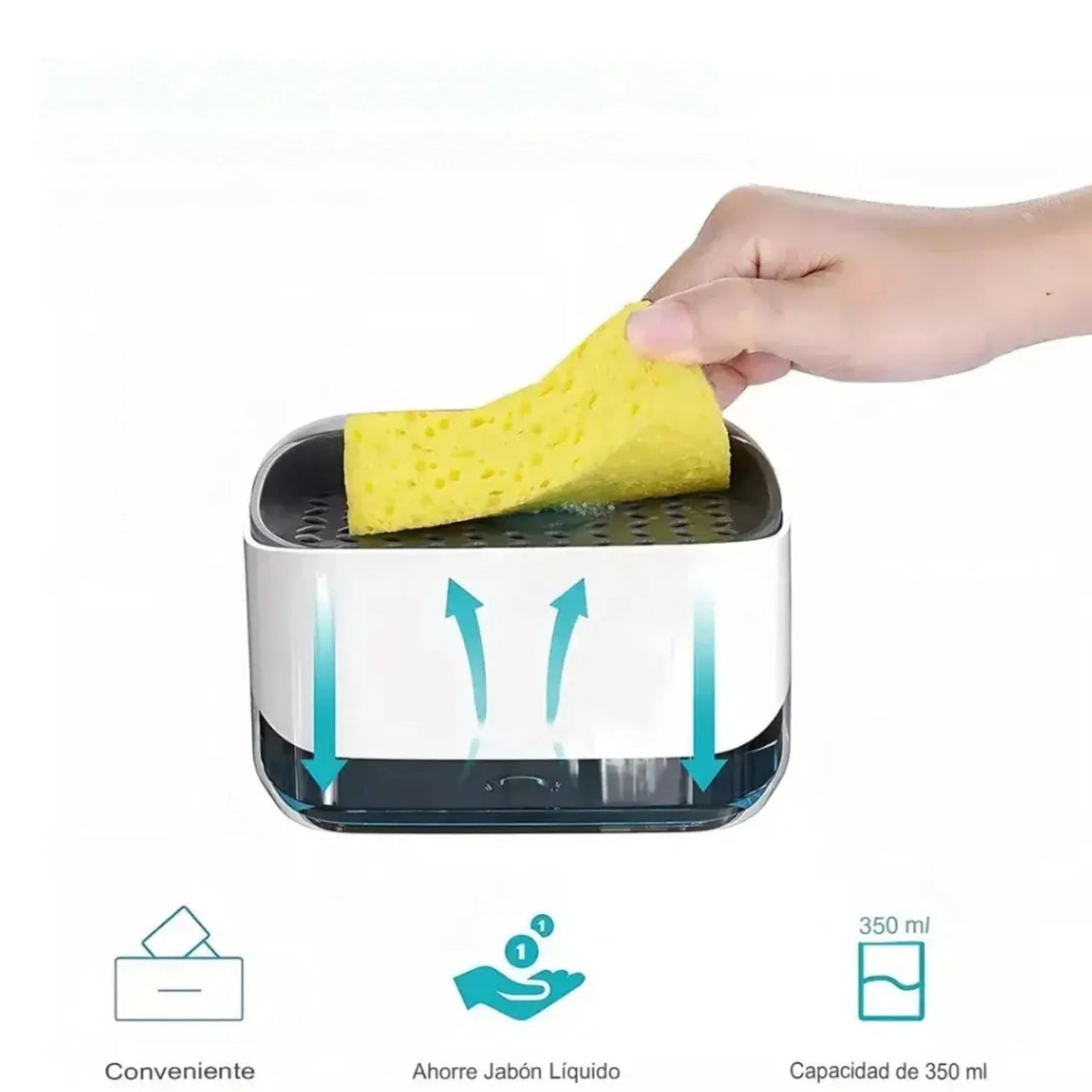 Dispensador de Jabón 2 en 1 con Porta Esponja – Práctico y Antideslizante