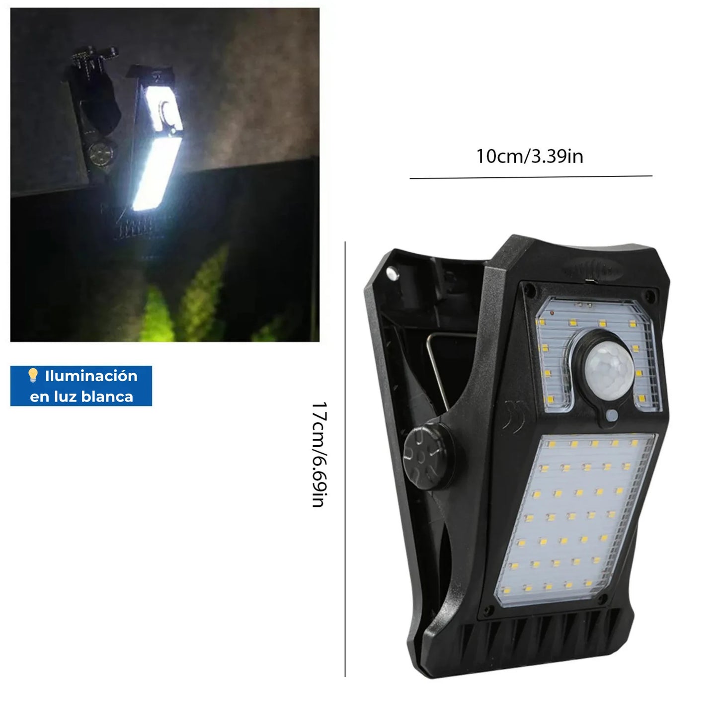 SolarClip™ – Lámpara Solar Inteligente con Sensor y Clip Portátil