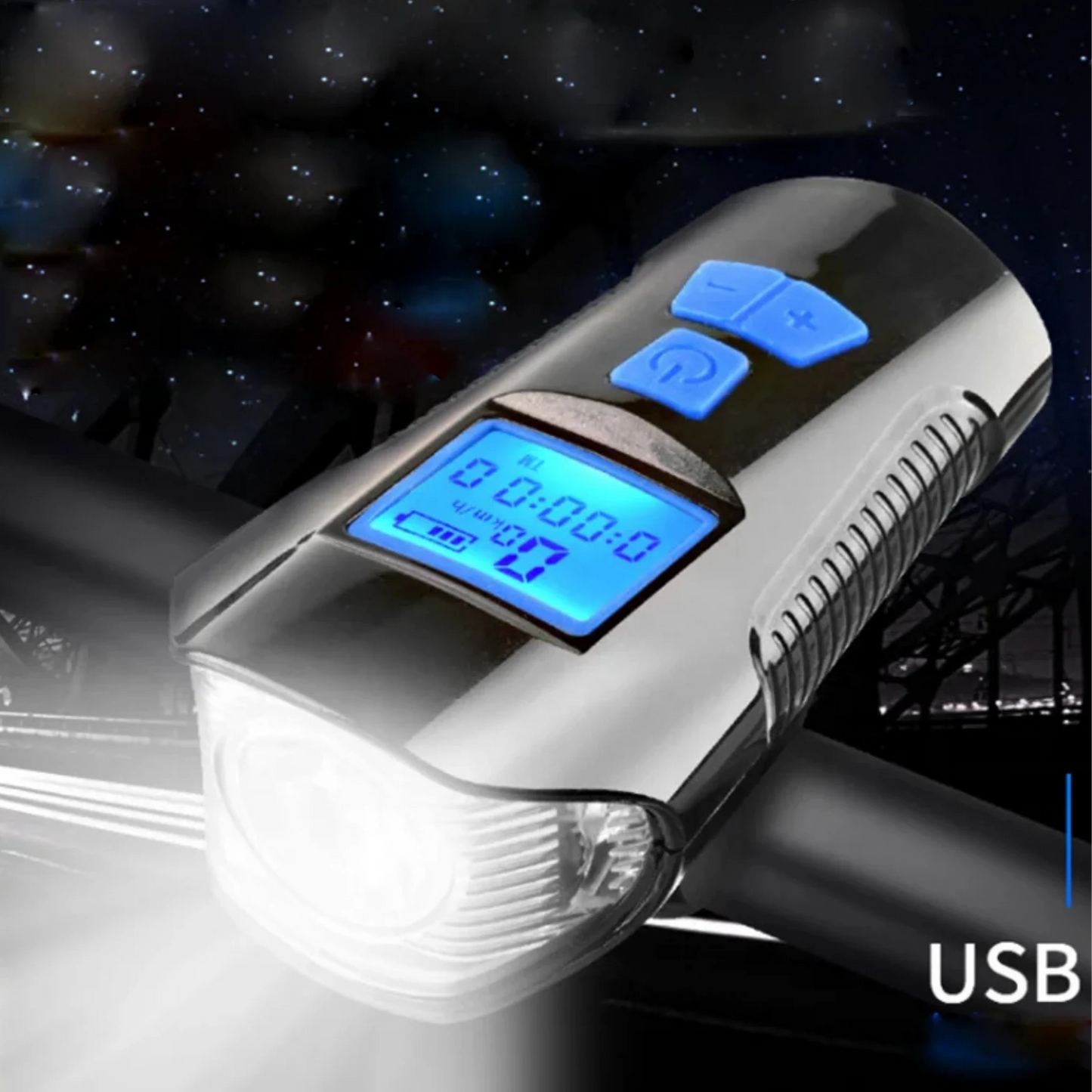 BikeBeam™ Pro – Linterna con Bocina y Velocímetro Integrado