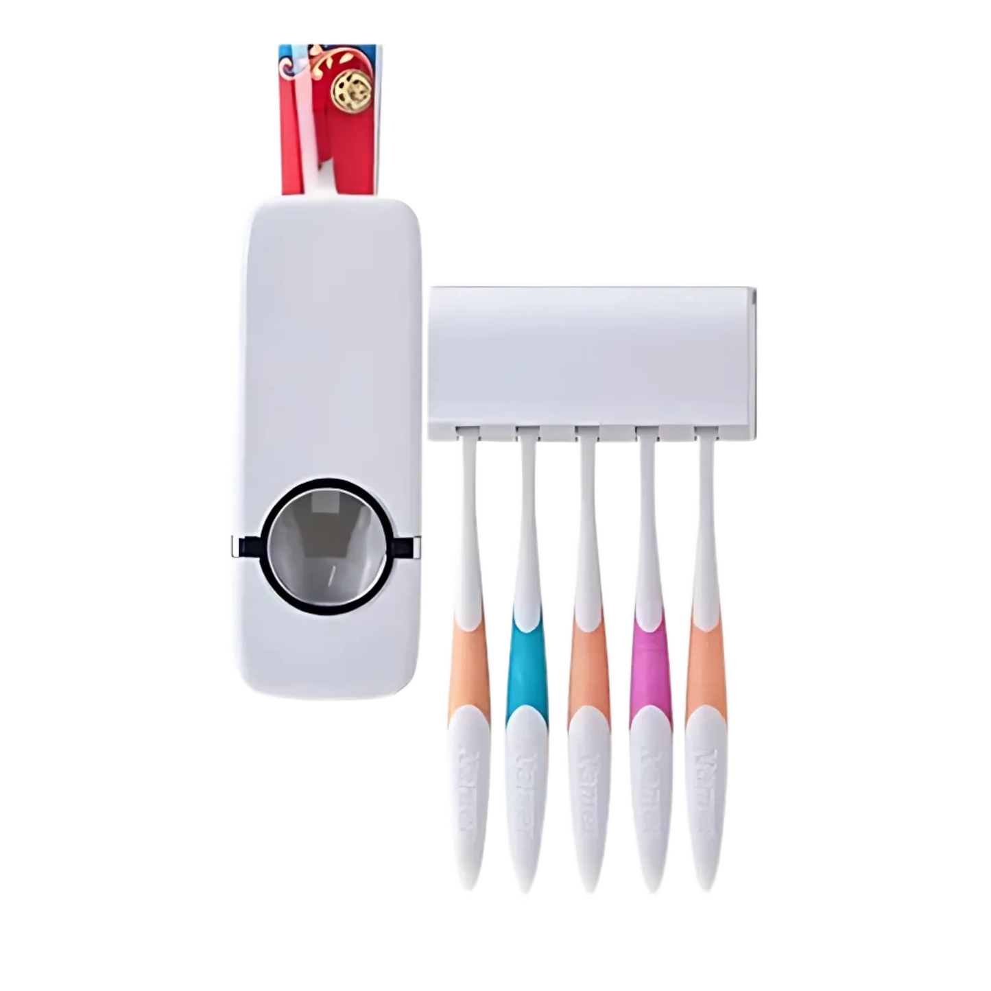 Organizador de Baño 2 en 1 – Dispensador + Guarda Cepillos