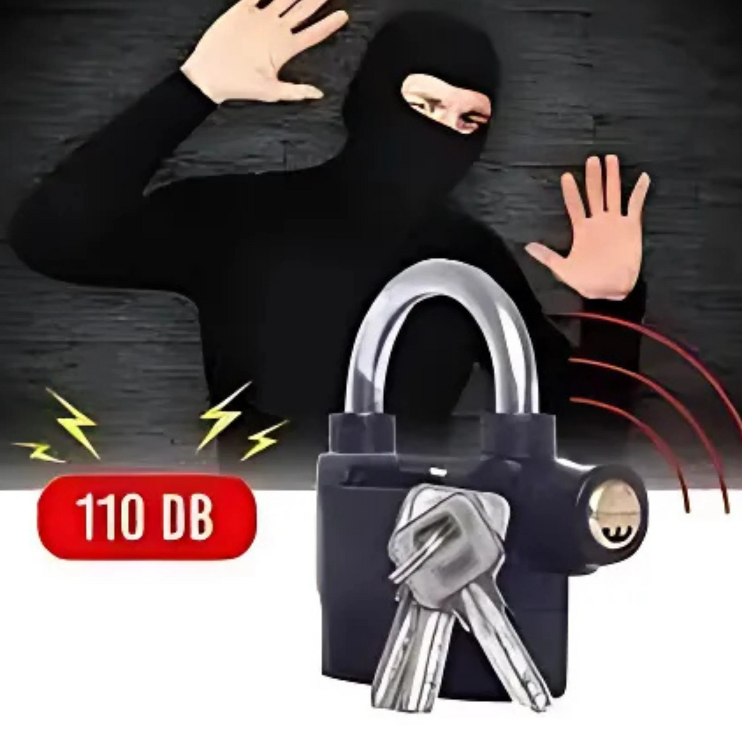 Alarma Candado AntiRobo 110dB™ – Seguridad Instantánea y Portátil