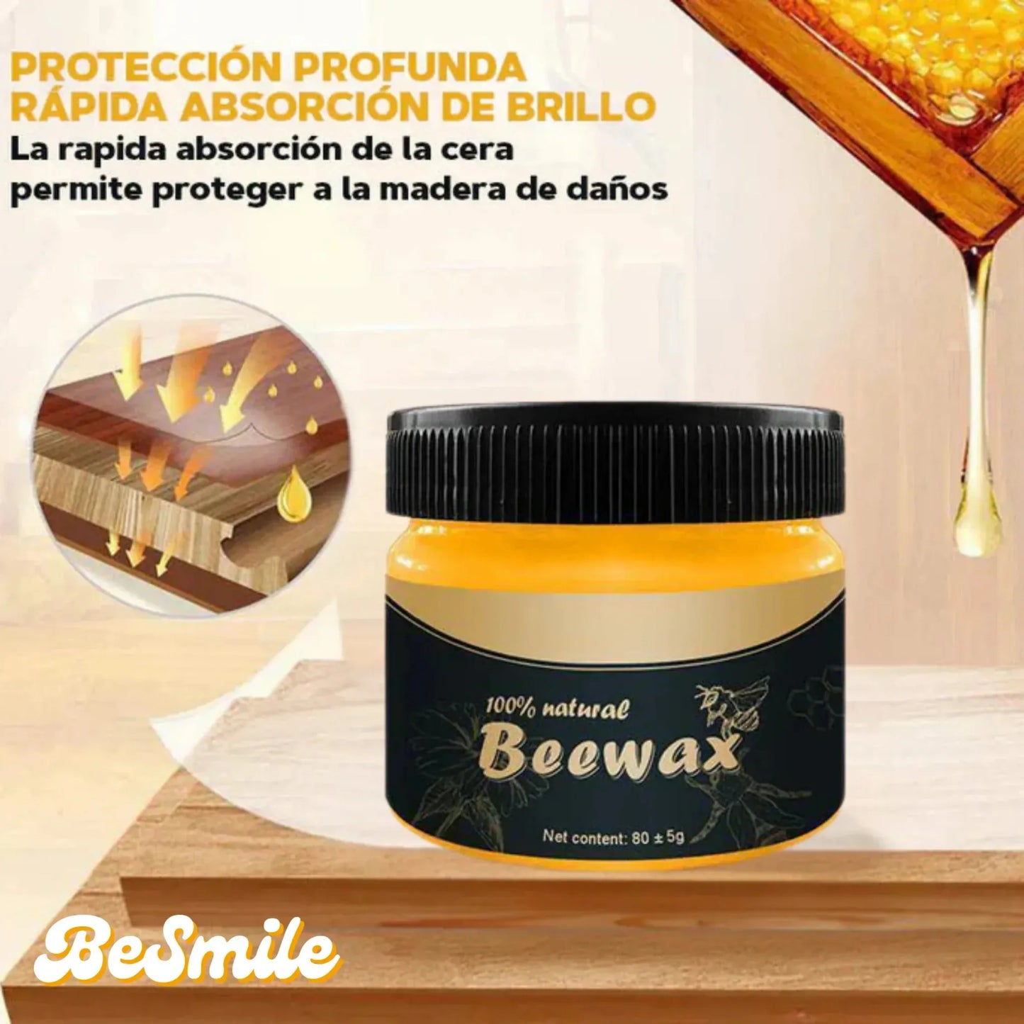 Cera Restauradora BeeWax™ 85g – Protección y Brillo para Madera