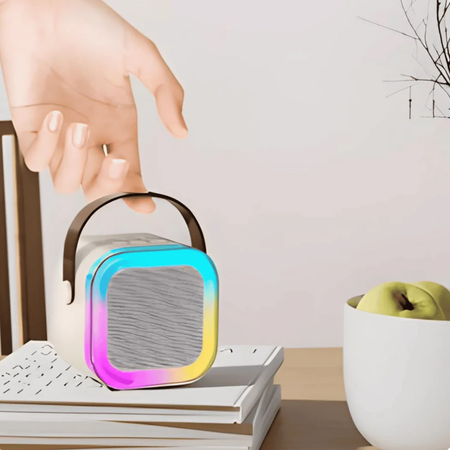 Mini Karaoke Party RGB – Fiesta Portátil con Luces y Micrófono Inalámbrico