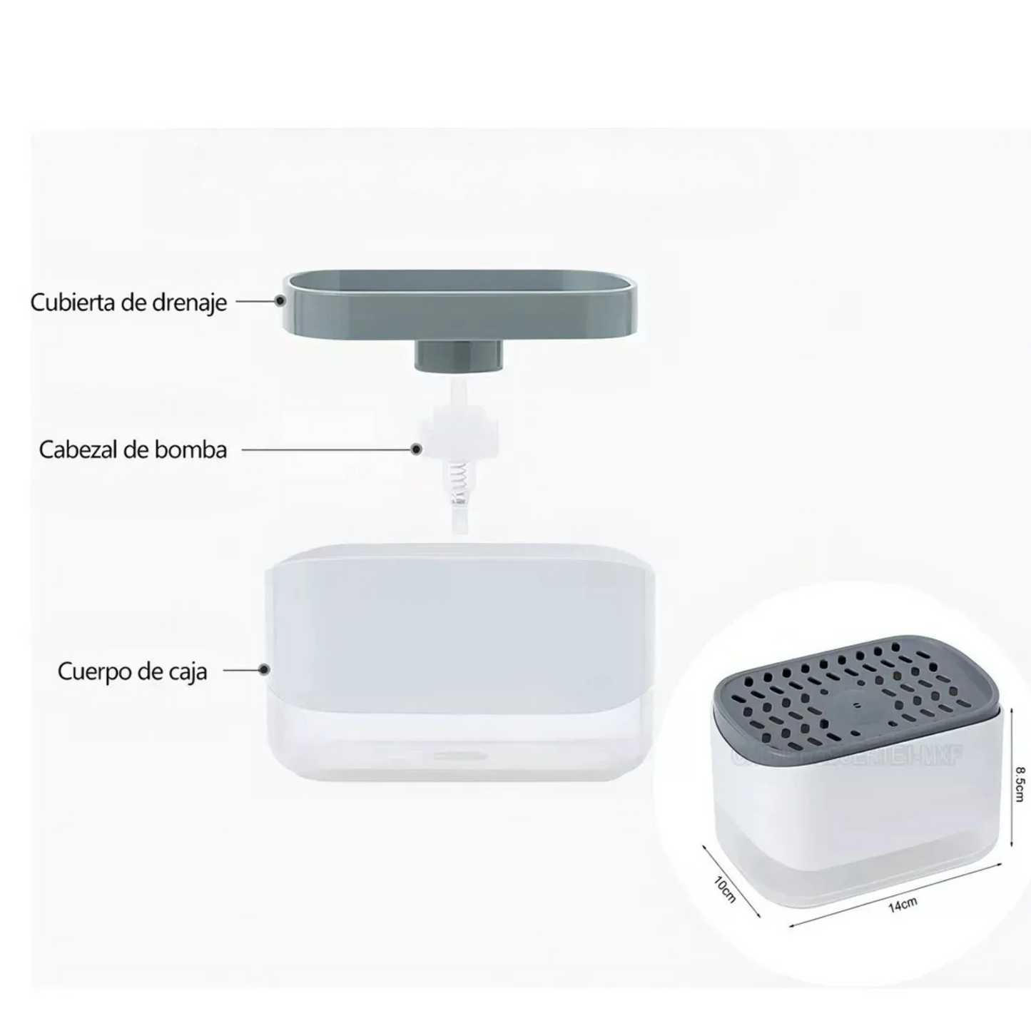 Dispensador de Jabón 2 en 1 con Porta Esponja – Práctico y Antideslizante