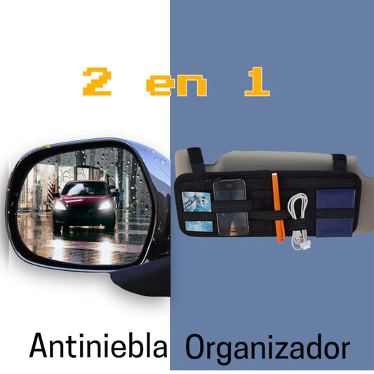 ClearView™ Duo – Antiniebla para Espejo + Organizador de Visera 2 en 1