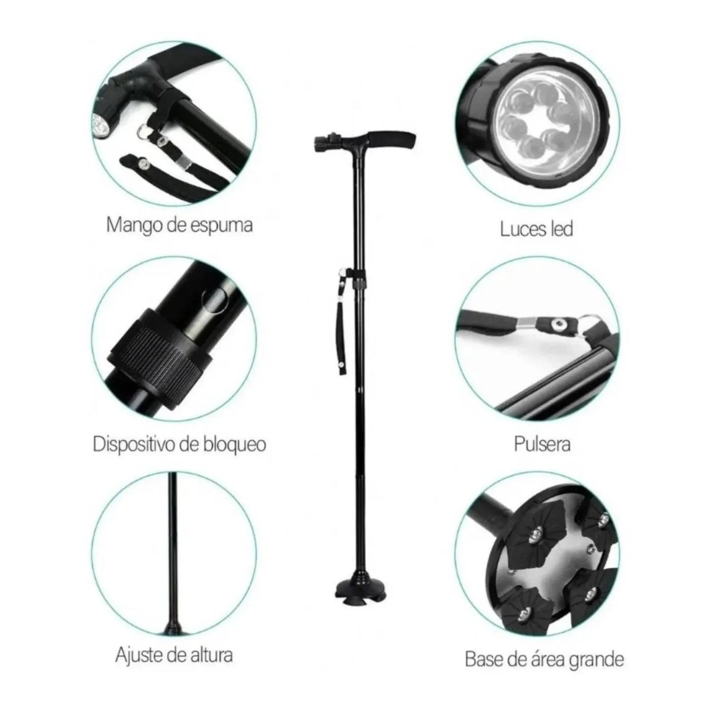 PasoSeguro™ – Bastón Plegable con Luz LED para Mayores