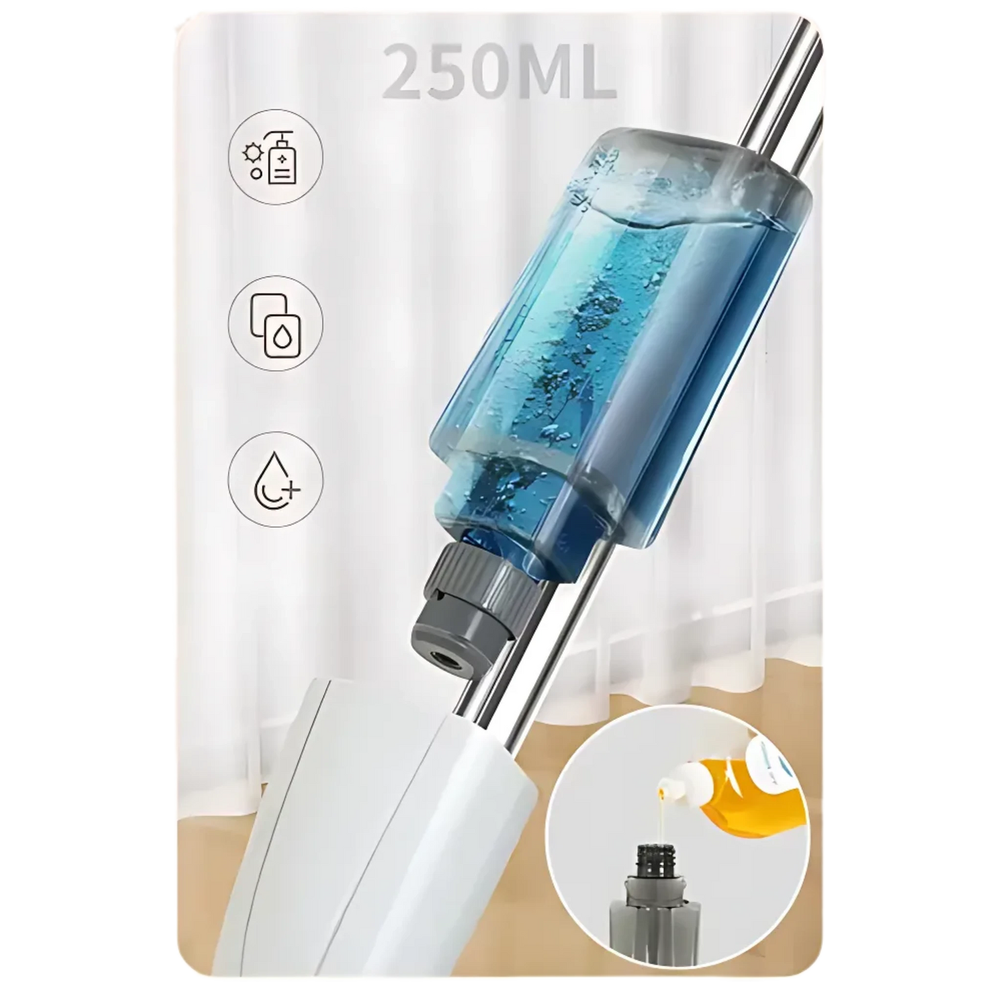 Mopa 360° con Spray Integrado – Limpieza Rápida y Sin Baldes