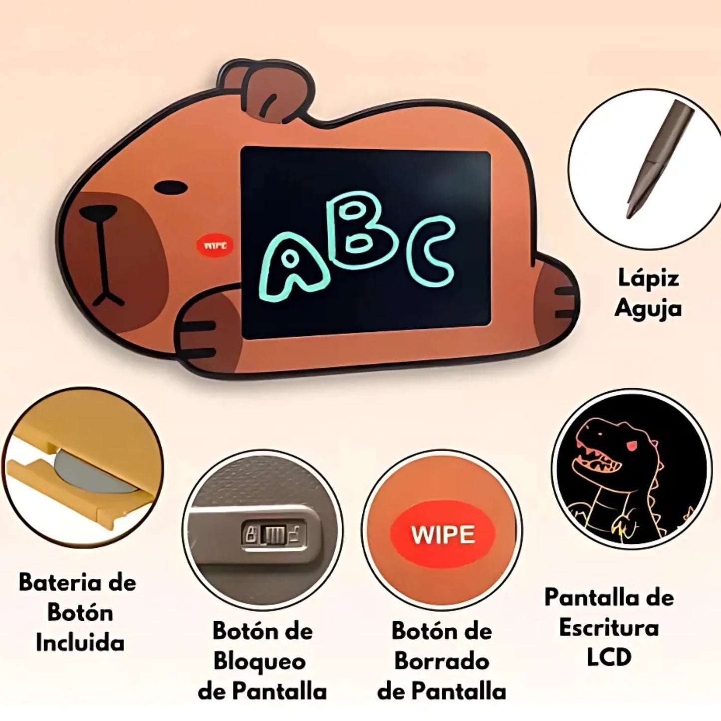 Pizarra Mágica Capibara – Dibujo Limpio y Creativo para Niños