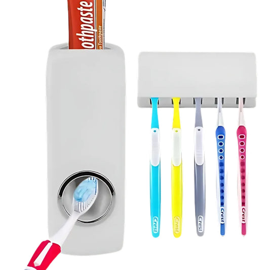 Organizador de Baño 2 en 1 – Dispensador + Guarda Cepillos