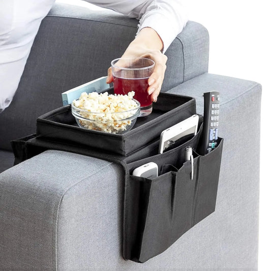 SofaPocket™ – Organizador de Sofá con Bandeja Superior y 6 Bolsillos